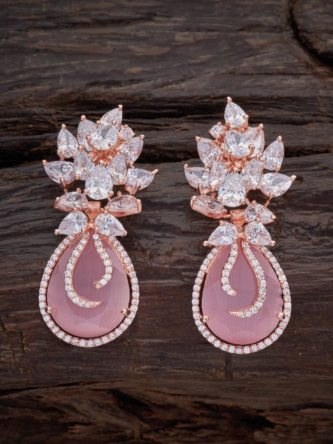 

Kushal's Fashion Jewellery Pink & White Rose Gold-Plated Contemporary Drop Earrings