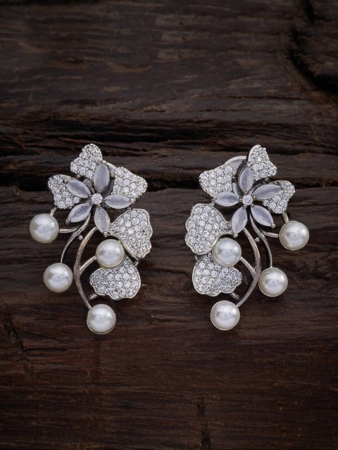 

Kushal's Fashion Jewellery Grey Floral Studs Earrings