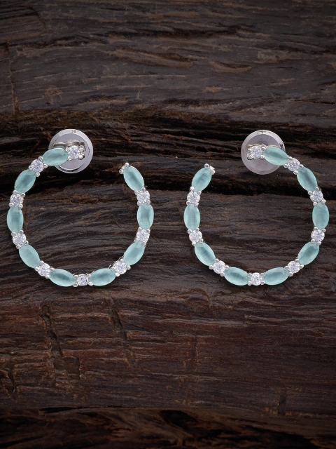 

Kushal's Fashion Jewellery Sea Green Circular Half Hoop Earrings