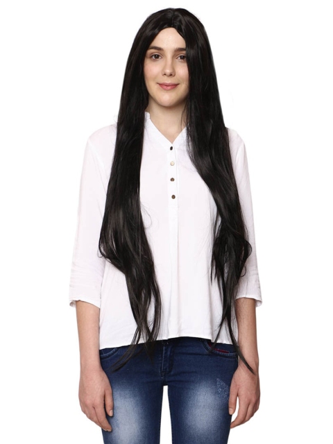 

thrift bazaar Women Black Super Long Hair Wig