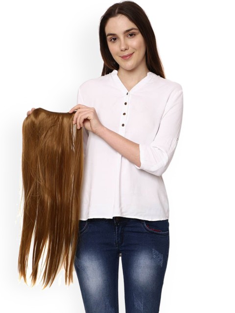 

thrift bazaar Women Dirty Blonde Long Straight Hair Extensions, Gold