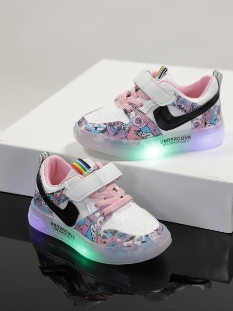 

PASSION PETALS Girls Pink Printed PU Sneakers - LED