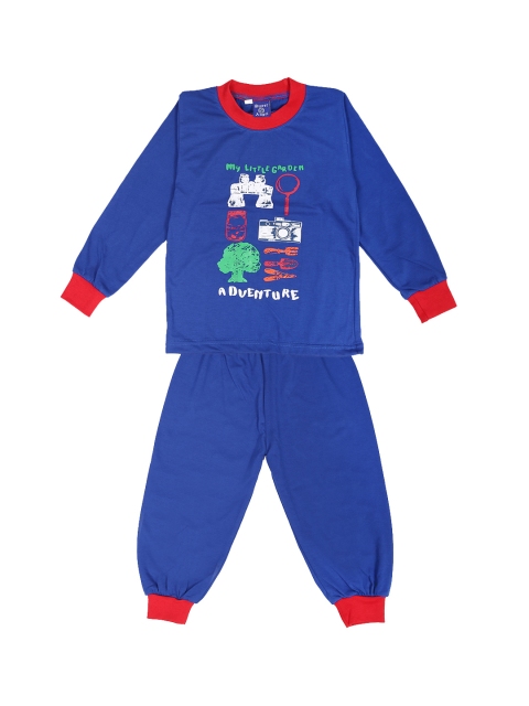 

SWEET ANGEL Boys Blue & Red Printed Pure Cotton Nightsuit
