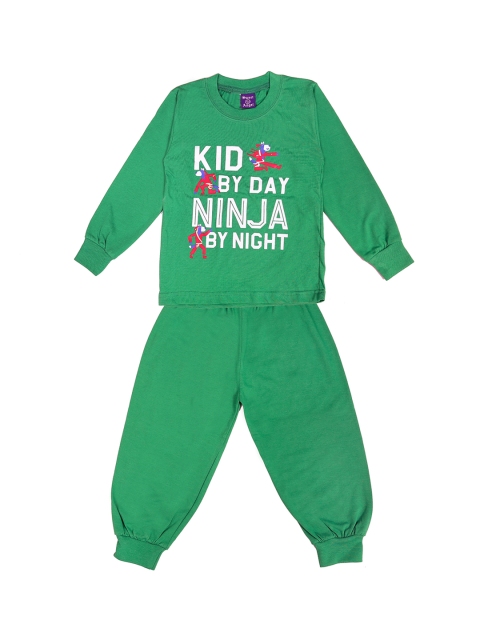 

SWEET ANGEL Boys Green Printed Night suit