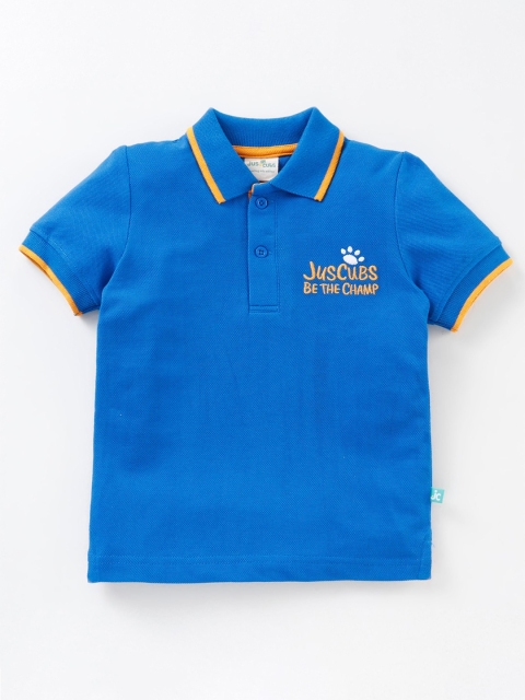 

JusCubs Boys Blue Polo Collar Solid Cotton T-shirt