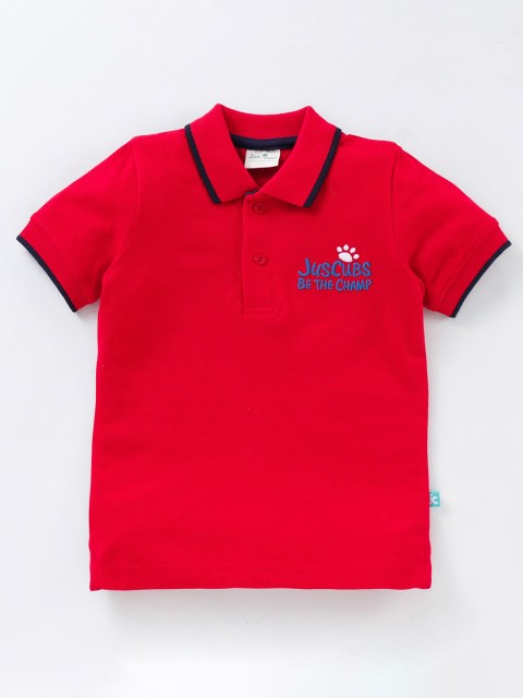 

JusCubs Boys Red Polo Collar Cotton T-shirt