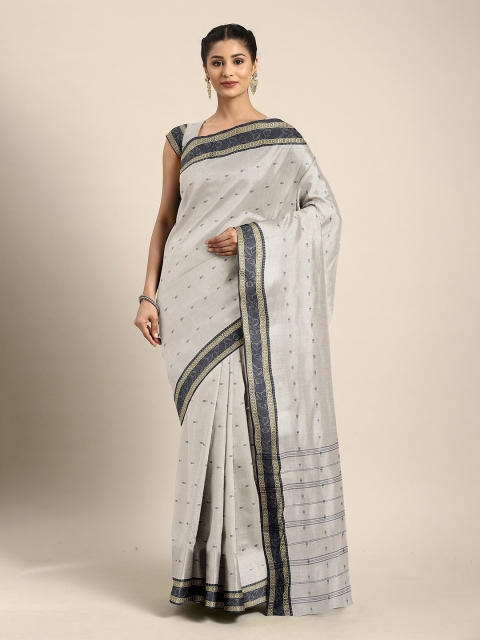 

The Chennai Silks Women Cream Bengal Taant Pure Cotton Saree