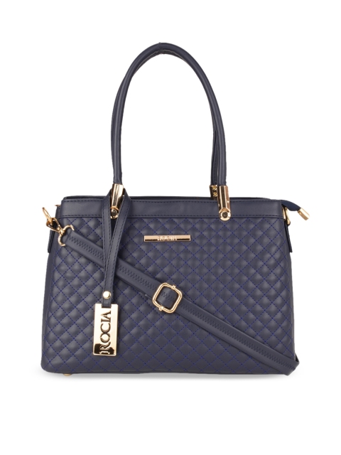 

Rocia Blue Checked PU Structured Handheld Bag with Quilted