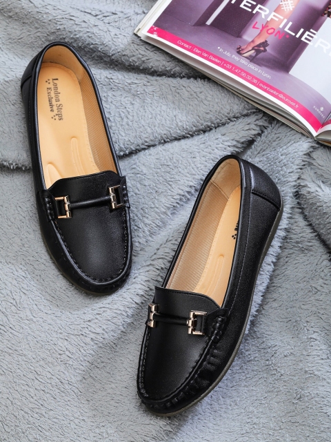 

LONDON STEPS Women Black Textured Loafers