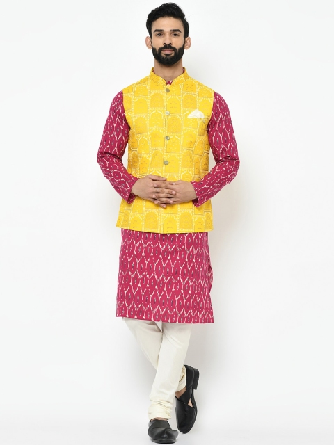 

KISAH Men Yellow Kurta with Pyjamas