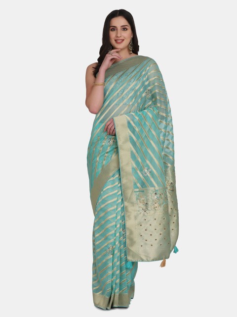 

BOMBAY SELECTIONS Women Green Banarasi Saree