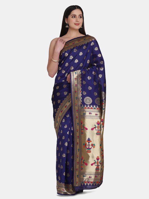 

BOMBAY SELECTIONS Women Blue Banarasi Saree