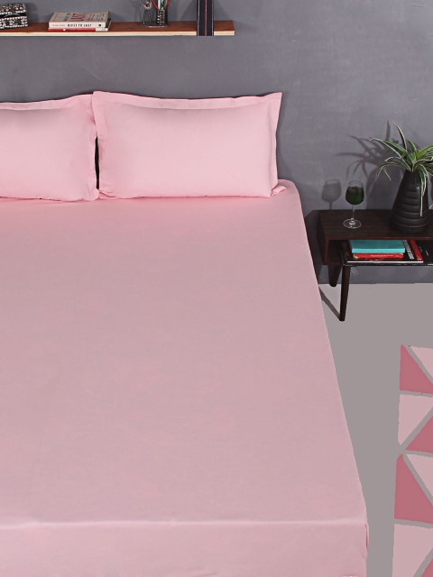 

Portico New York Pink 144 TC Cotton Double Bedsheet with 2 Pillow Covers