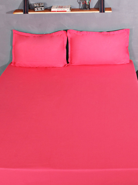 

Portico New York Pink 144 TC Cotton Double Bedsheet with 2 Pillow Covers