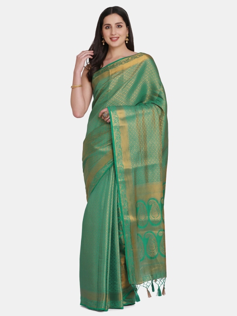 

BOMBAY SELECTIONS Women Green Woven Design Pure Silk Banarasi Saree