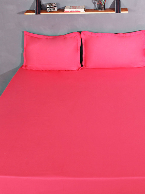 

Portico New York Pink Cotton 144 TC Double Bedsheet with 2 Pillow Covers
