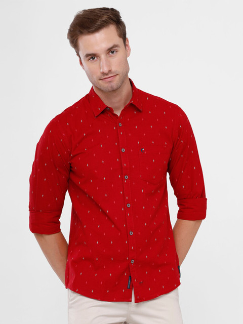 

CAVALLO by Linen Club Men Red Printed Casual Shirt