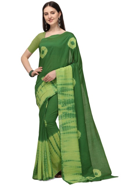 

Iris Green Tie and Dye Silk Blend Saree