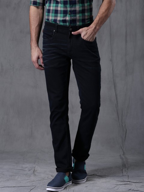 

WROGN Men Navy Blue Slim Fit Mid Rise Clean Look Jeans