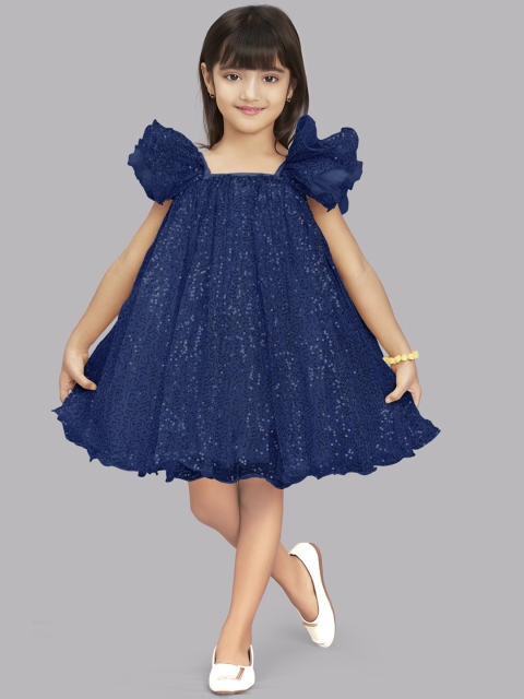 

Pink Chick Navy Blue Net A-Line Dress