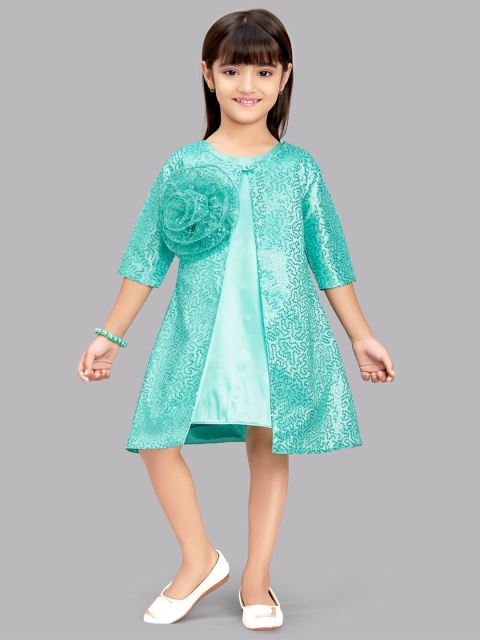 

Pink Chick Sea Green Embellished A-Line Dress