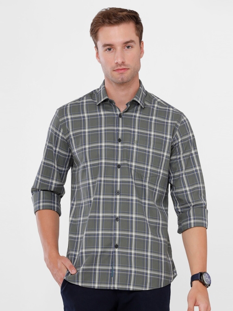 

Linen Club Men Green Checked Pure Cotton Casual Shirt