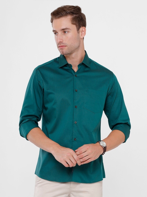 

Linen Club Men Green Solid Pure Cotton Casual Shirt