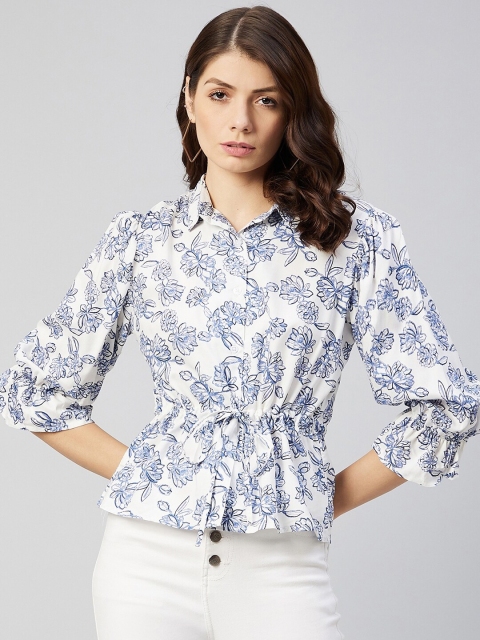 

Carlton London Off White Floral Print Shirt Style Top