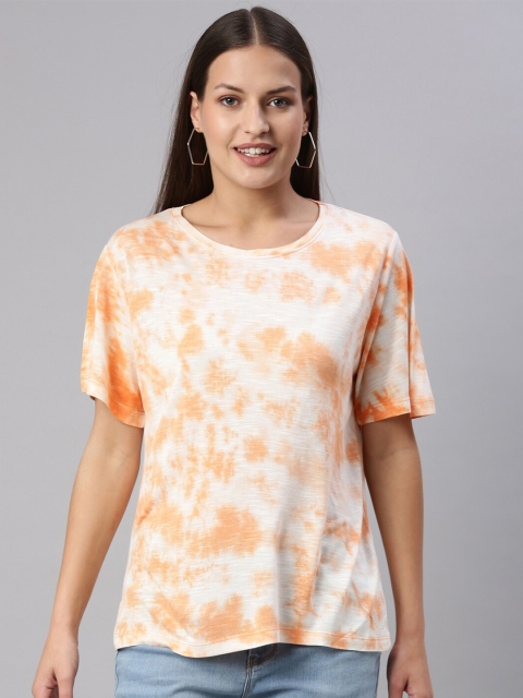 

YCANF Orange & White Tie and Dye Top