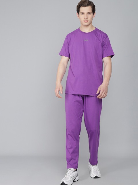

GRIFFEL Men Purple Cotton Co-Ords Set