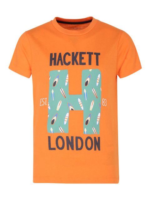 

HACKETT LONDON Boys Orange Typography Printed T-shirt