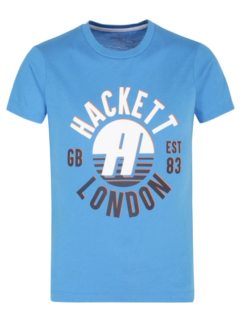 

HACKETT LONDON Boys Blue & White Brand Logo Printed Cotton T-shirt