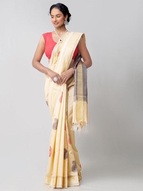 

Unnati Silks Women Cream Bengal Linen Saree