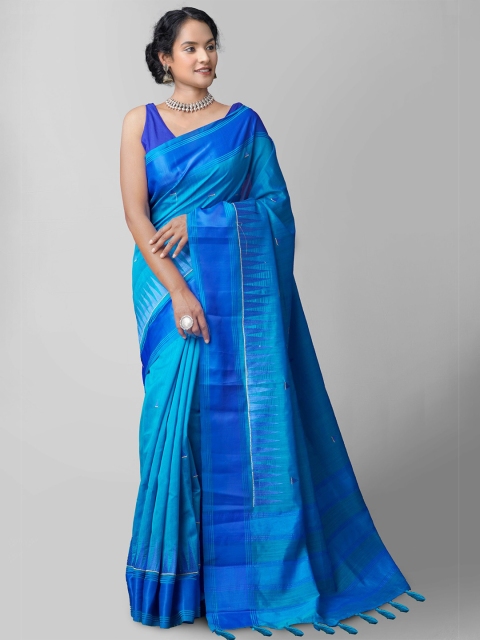 

Unnati Silks Blue Striped Silk Cotton Mysore Silk Saree
