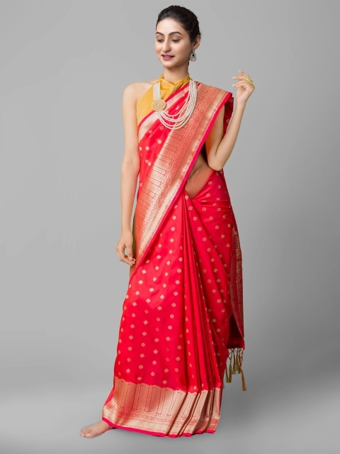 

Unnati Silks Women Pink Banarasi Sico Saree