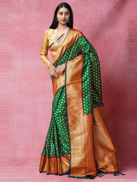 

Unnati Silks Women Green Arani Kanjivaram Silk Saree