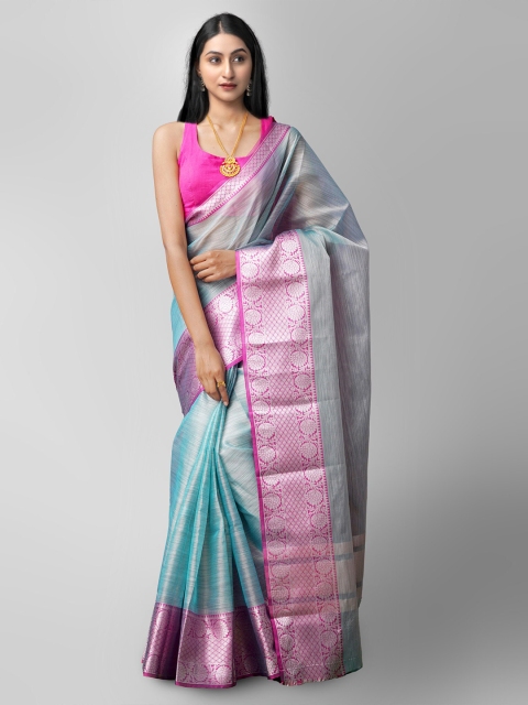 

Unnati Silks Blue Woven Design Kota Tissue Saree