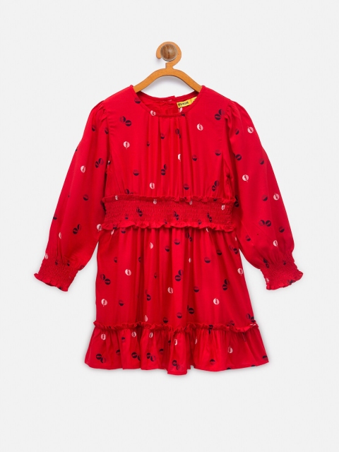 

NYNSH- PlusS Kids Girls Red Printed A-Line Dress