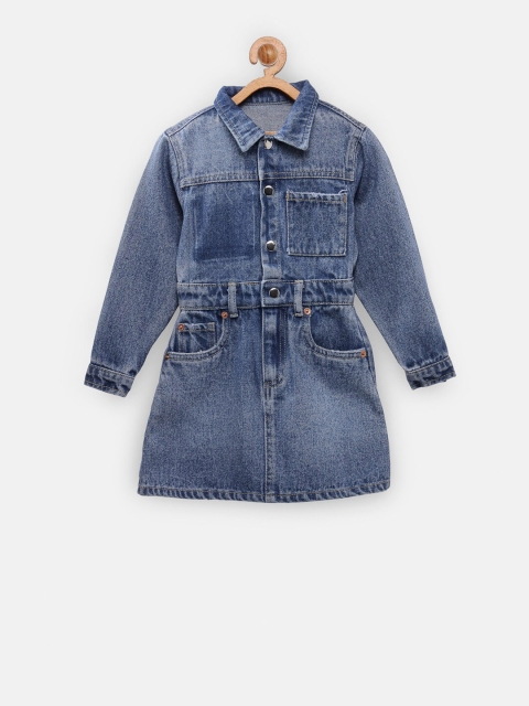 

NYNSH- PlusS Kids Girls Blue Solid Shirt Dress