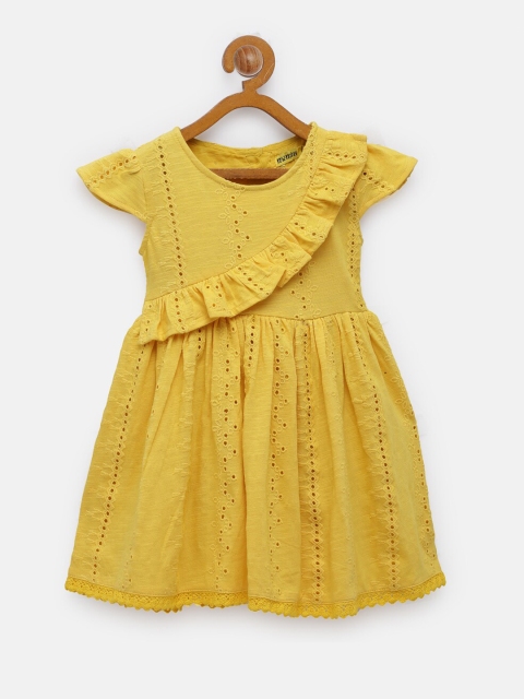 

NYNSH- PlusS Girls Yellow Schiffli Cotton Fit & Flare Dress