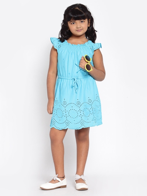 

NYNSH- PlusS Kids Girls Blue Schiffli A-Line Cotton Dress