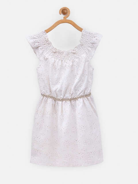 

NYNSH- PlusS Kids Girls White Pure Cotton A-Line Dress
