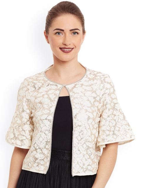 

Kazo Cream-Coloured Lace Sequinned Jacket
