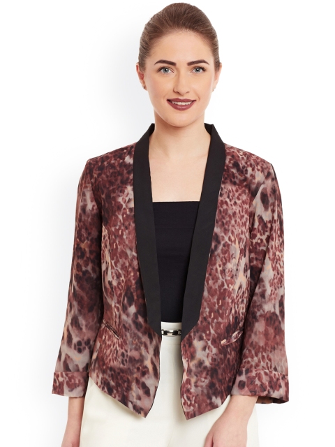 

Kazo Black Brown Printed Open Front Jacket