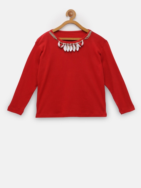 

NYNSH- PlusS Kids Girls Red Tribal Applique T-shirt