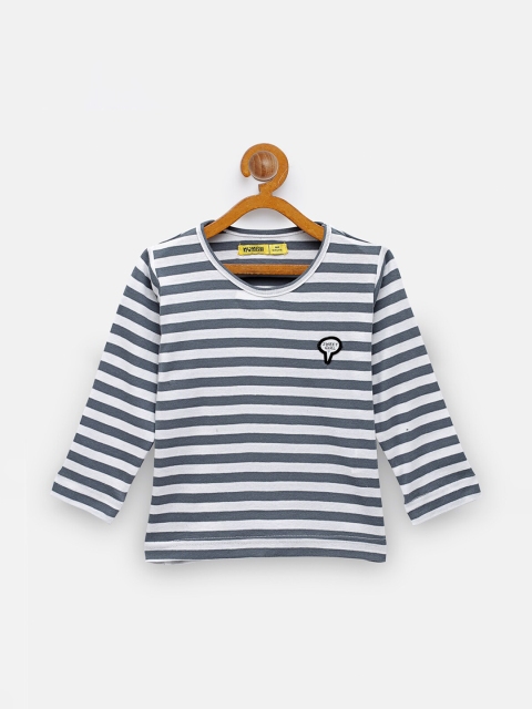 

NYNSH- PlusS Kids Girls White Striped Applique T-shirt