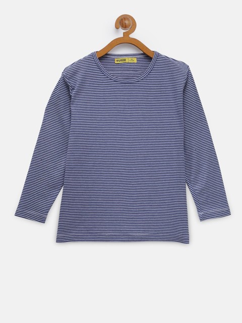 

NYNSH- PlusS Kids Girls Blue & White Striped Cotton T-shirt