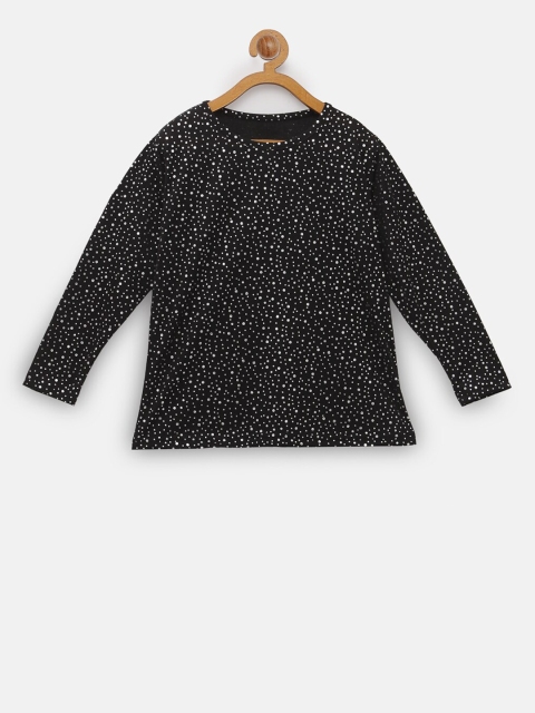 

NYNSH- PlusS Kids Girls Black Printed Cotton T-shirt