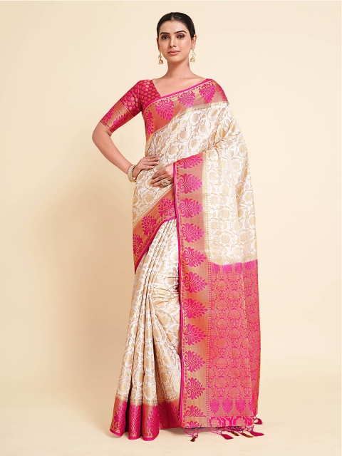 

MIMOSA Women Off White Art Silk Saree