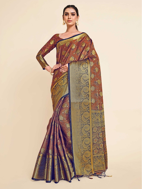

MIMOSA Women Navy Blue Art Silk Saree